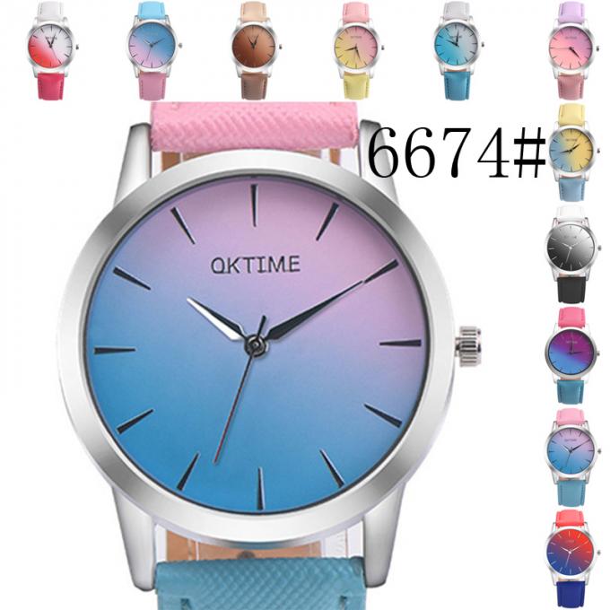 WJ-8453良質のギフトの白い方法女性の合金の時計ケース革バンド革紐の腕時計