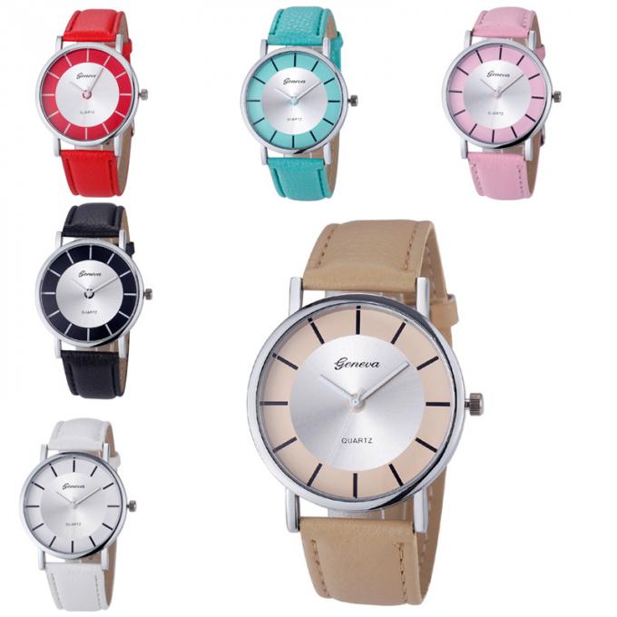 WJ-3946工場直接安い腕時計ベスト セラーPUの革昇進の女性は学生のために女の子HandWatchを見ます
