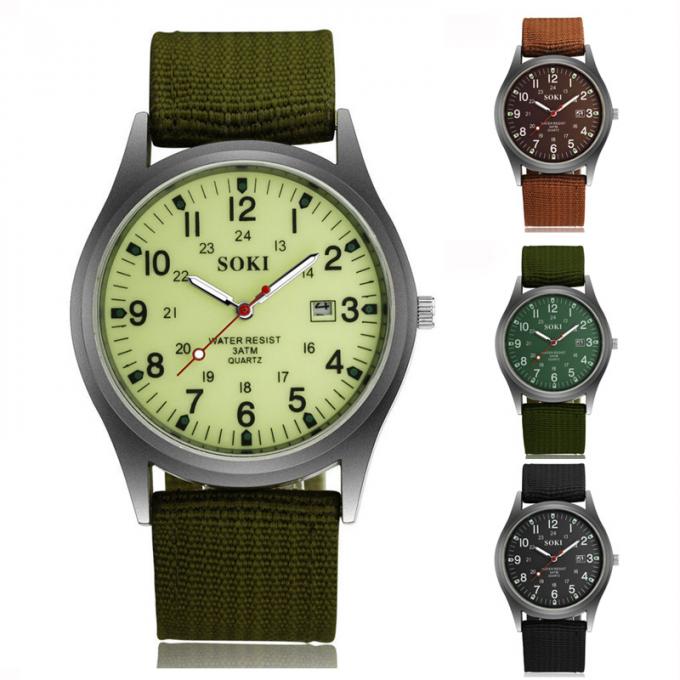 WJ-6931 2018 SOKIの日付が付いている人の水晶腕時計のための真新しい設計マッチ色の革腕時計