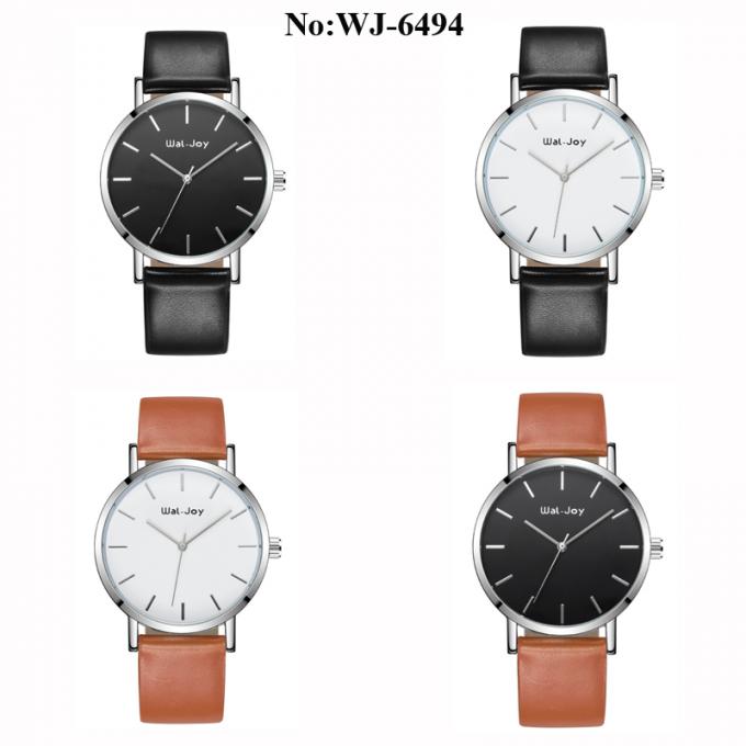 WJ-7985新しい方法メンズ水晶手首の革バンドの腕時計