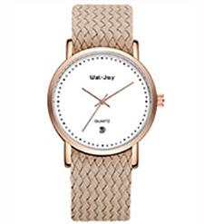 WJ-3395中国義烏市の工場熱い販売のロゴOEMの腕時計によって編まれるキャンバスのナイロン縞の流行ジュネーブは人の昇進の腕時計を見ます