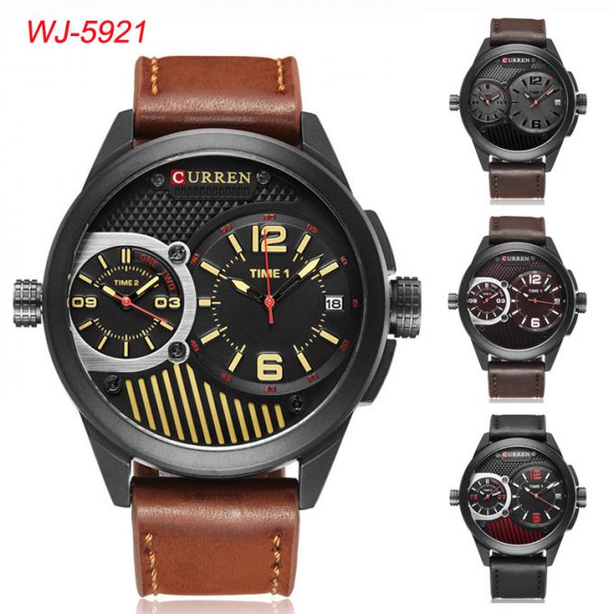 WJ-7601新しいCURRENのブランドの流行のアマゾン男性用水晶ベルトの腕時計30は防水日本の中心の腕時計をメーターで計ります