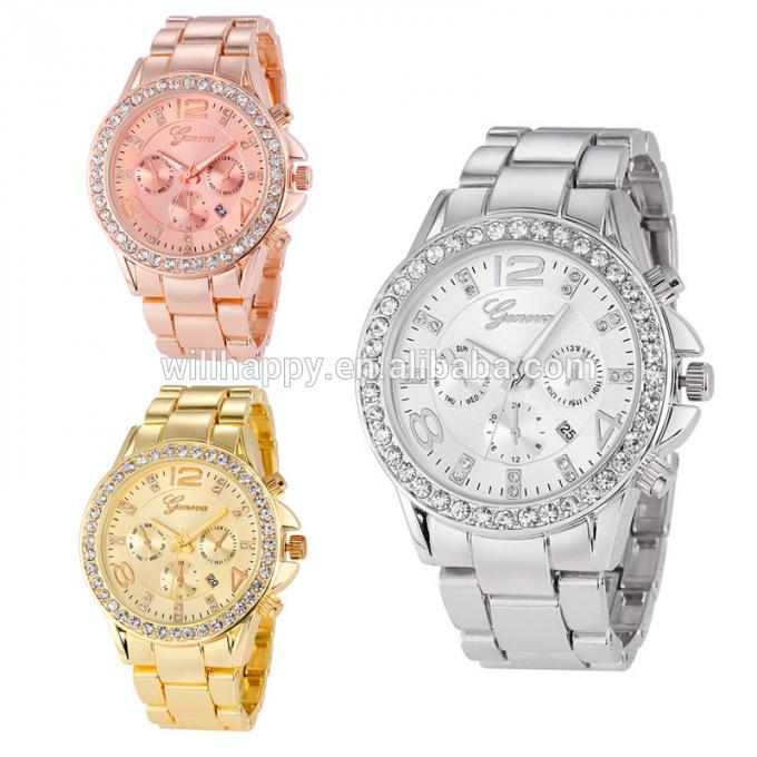 Wristwatch Alloy Women WJ-6433義烏市の工場在庫の方法金の女性のための贅沢な女性腕時計の宝石類の腕時計