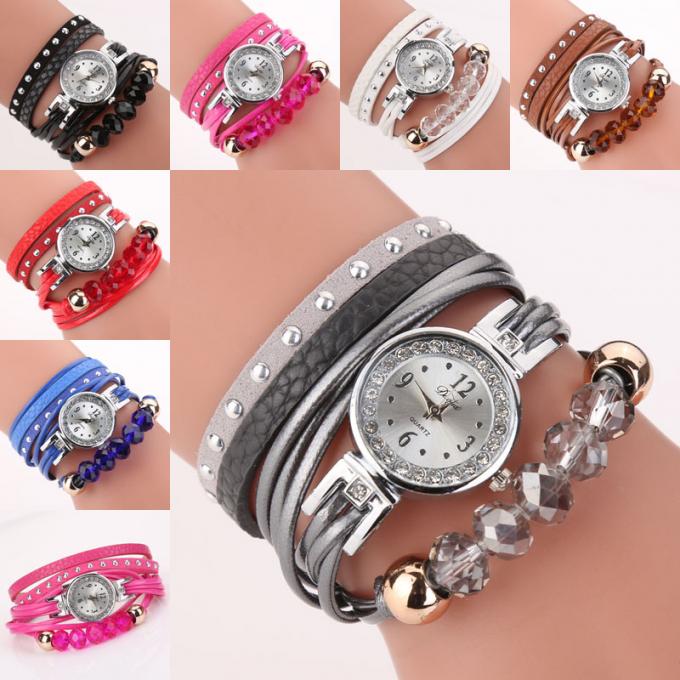 WJ-6963中国の工場女性のファッション・ウォッチの安くチャーミングなパンクの服のブレスレットのレディース・ウォッチ柔らかい生地の女の子の腕時計