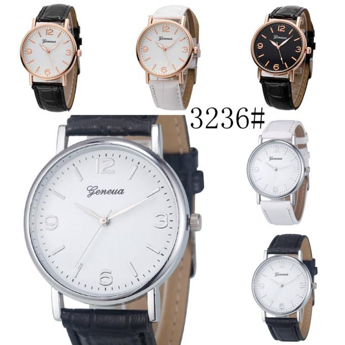 WJ-3751-3新しい設計男女兼用の水晶は良質の革handwatchesの防水腕時計を見ます