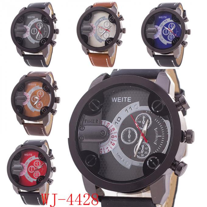 WJ-4723新しい設計大きい表面水晶革は低価格のスポーツのhandwatchesの明確な腕時計を見ます