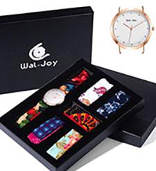Wal喜びの注文の女の子の女性デザイナー腕時計の変更バンドDIY子供の腕時計のためのロゴによって編まれる革紐の贅沢なギフトの腕時計セット